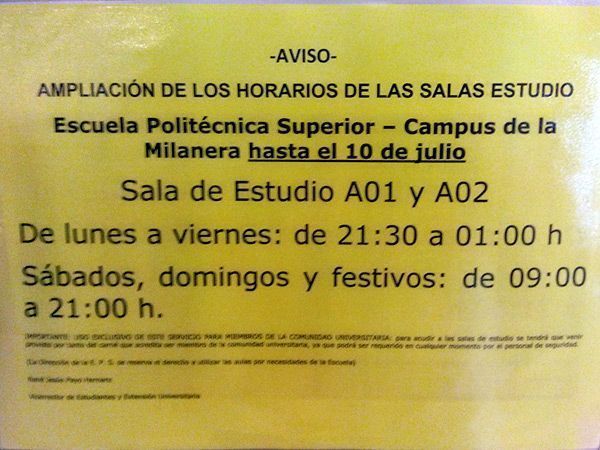 A líos con los horarios de estudio