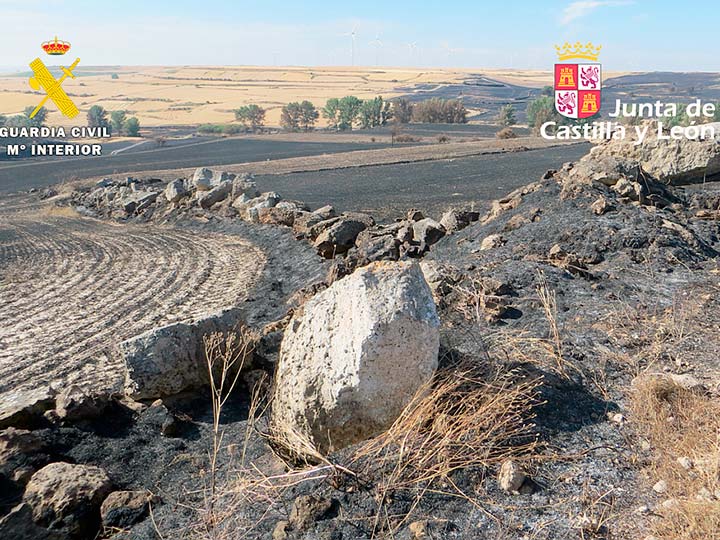 Denunciados agricultor y conductor de cosechadora por un incendio forestal en Itero del Castillo