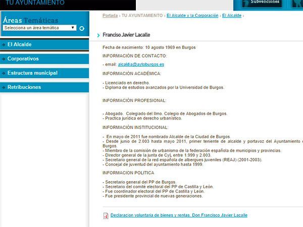 La web municipal informa ya sobre los bienes de los concejales