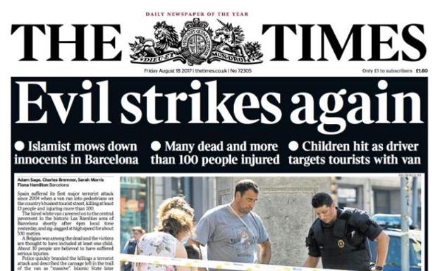 Así recoge la prensa mundial los atentados en Cataluña