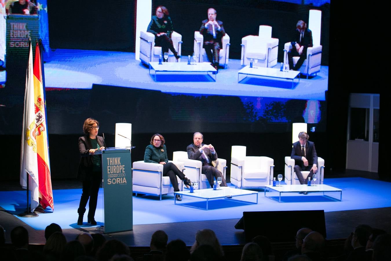 Herrera y Sáenz de Santamaría inauguran en Soria las jornadas 'Think Europe. Compromiso 2030'