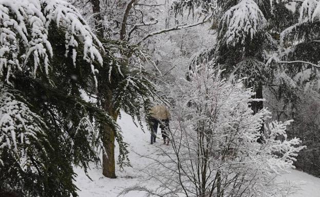 La nieve obliga a embolsar camiones en la A-1 en Aranda de Duero