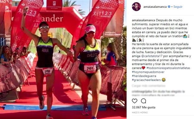 Amaia Salamanca concluye su primer triatlón