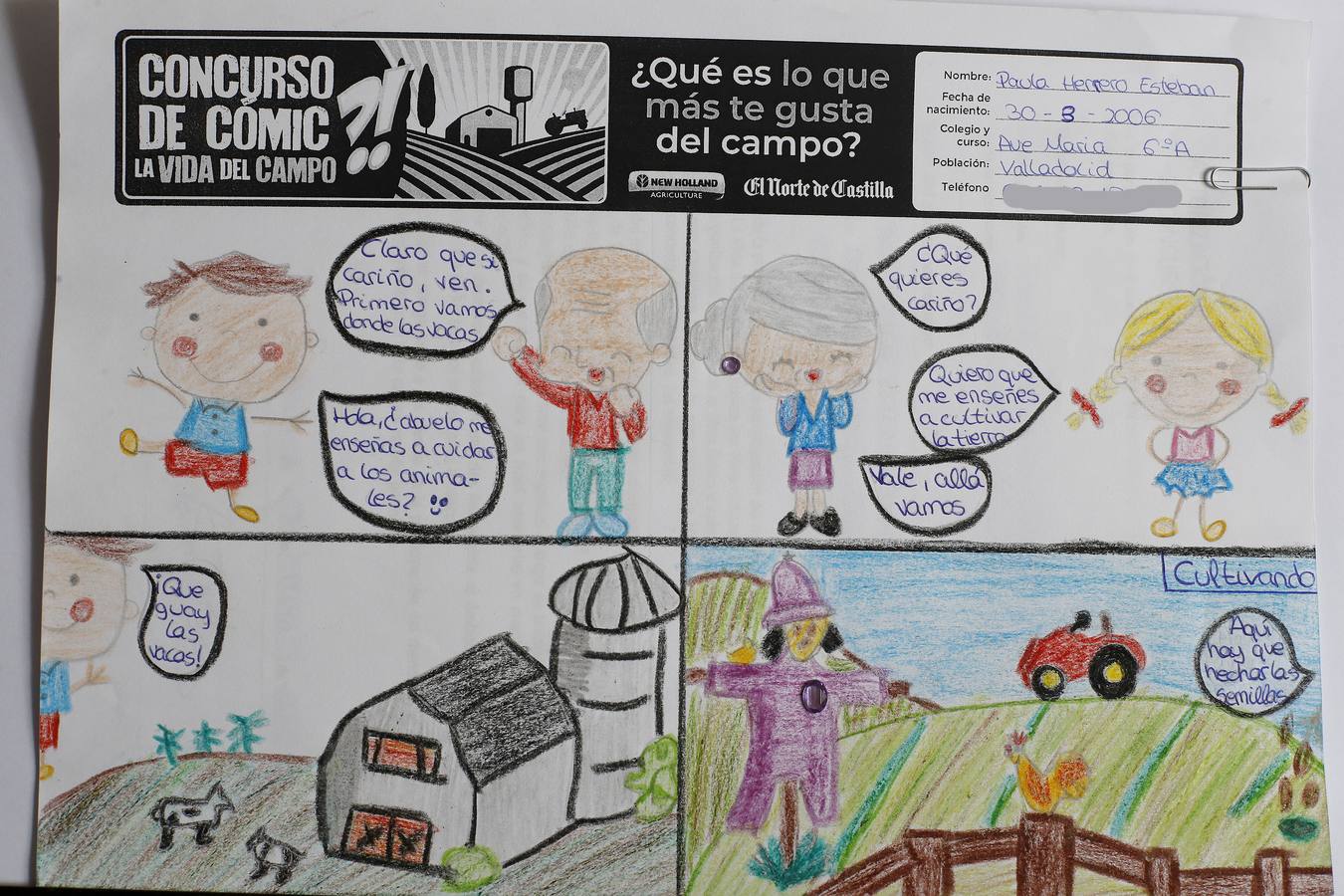 Trabajos de 6º de Primaria en la modalidad de cómic del II Concurso de Dibujo y Cómic 'La vida del campo'