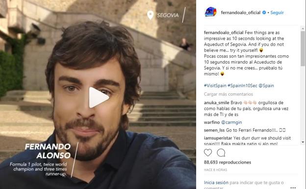 Fernando Alonso promociona el Acueducto con un croma, y las redes se lo afean