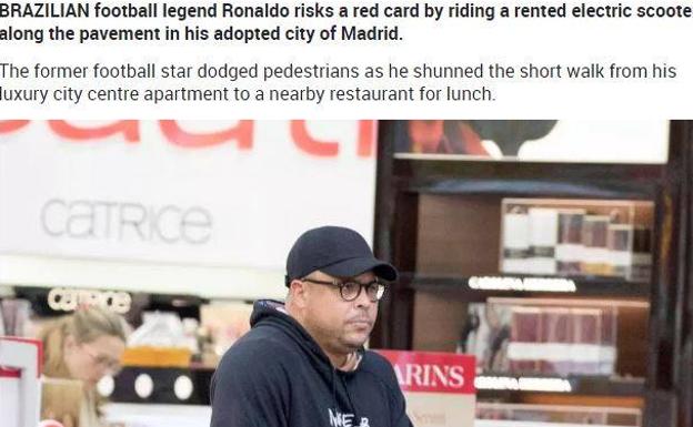 La prensa inglesa 'caza' a Ronaldo en patinete eléctrico por una acera de Madrid