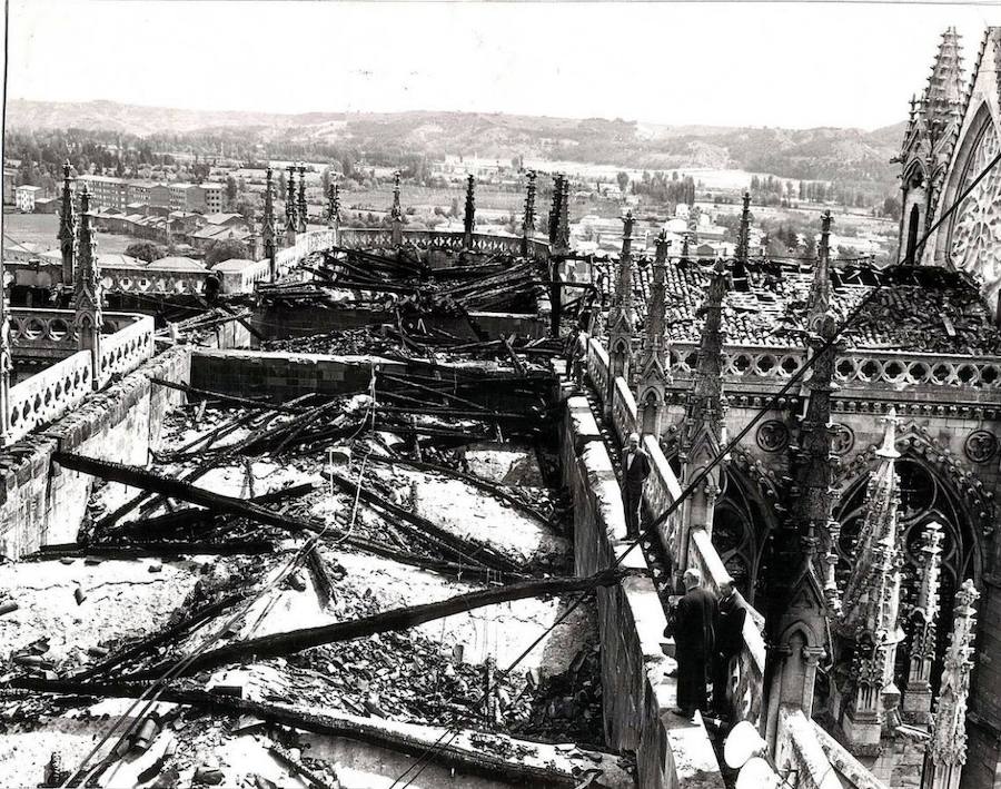 El incendio de la Catedral de León en 1966