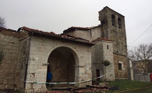 Militares y Patrimonio estabilizan la bóveda de la iglesia de Arraya de Oca