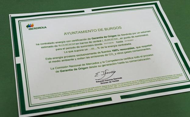 El Ayuntamiento de Burgos emitirá 37.000 toneladas menos de CO2 al consumir energía de fuentes renovables