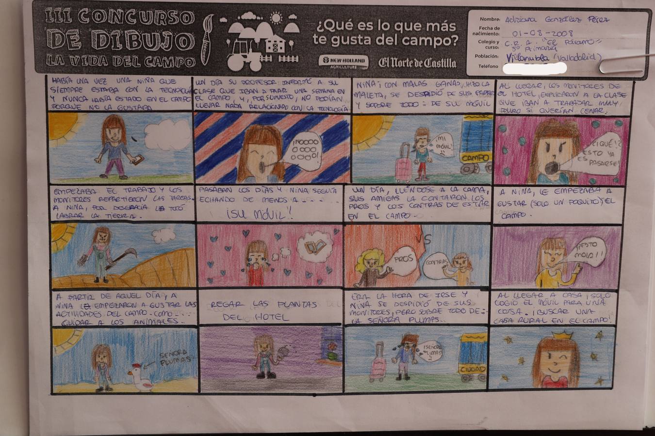 Trabajos de 5º de Primaria en la modalidad de cómic del III Concurso de Dibujo y Cómic 'La vida del campo'