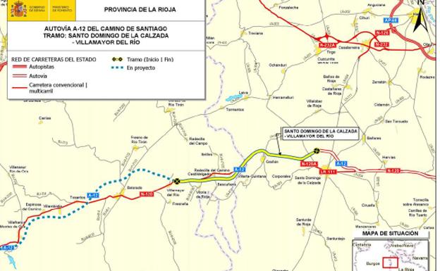 Adjudicadas por 72,45 millones las obras del tramo de la A-12 entre Santo Domingo de la Calzada y Villamayor del Río