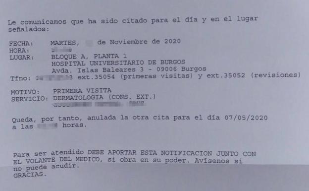 550 días de espera para acudir al dermatólogo en Burgos, de momento