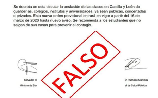 La Junta desmiente que se vayan a cerrar los colegios el lunes ante el documento que circula en redes y WhatsApp