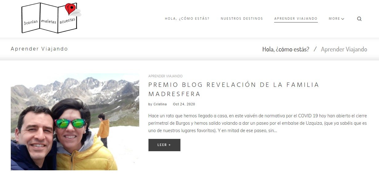 El blog de viajes de la burgalesa Cristina López Ubierna, premio Blog Revelación de Madresfera