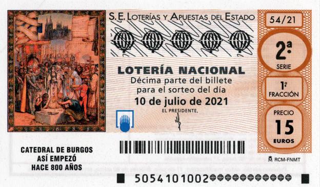 Lotería Nacional dedica un décimo al VIII Centenario de la Catedral de Burgos