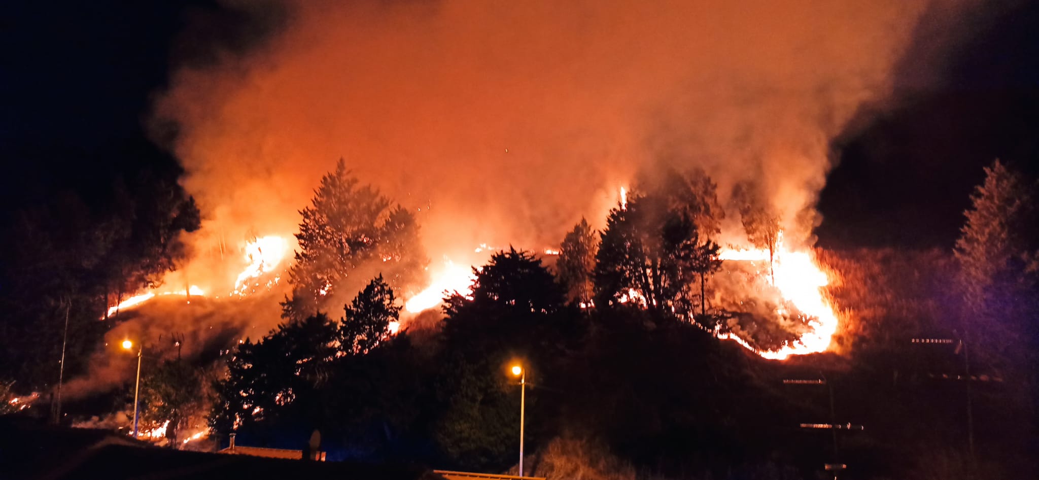 Un incendio intencionado devora los aledaños del Castillo de Burgos