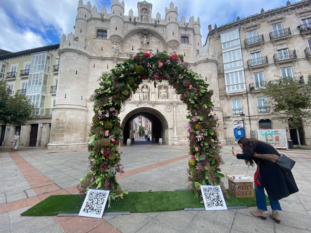 Unas flores misteriosas decoran el Arco de Santa María