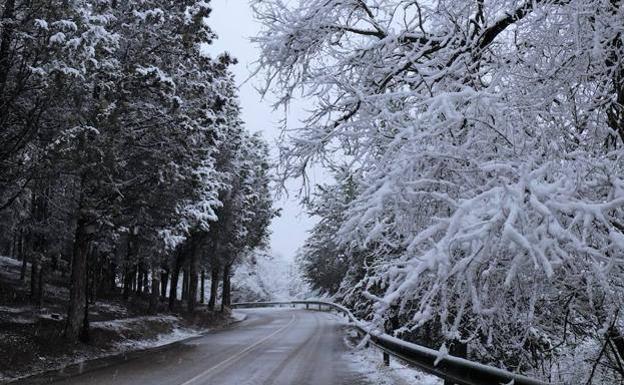 La nieve cierra el puerto de Lunada en la provincia de Burgos