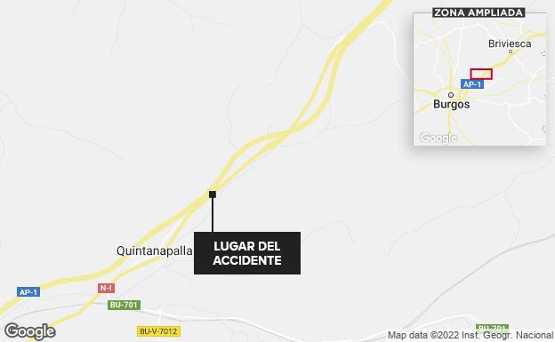 El vuelco de un camión provoca retenciones en la AP-1 en Quintanapalla