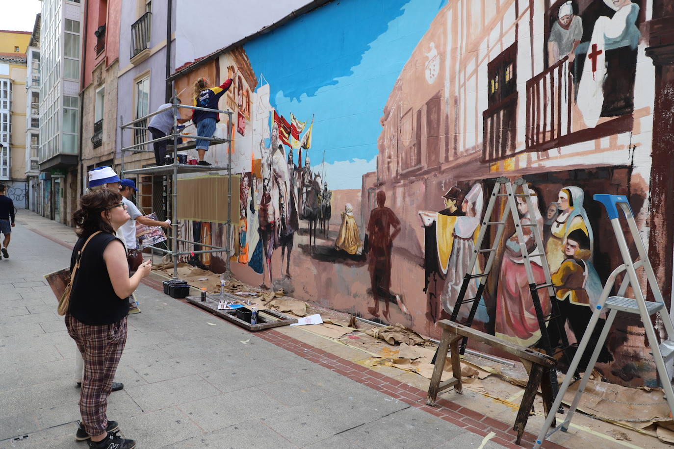 Un mural representa el regreso del Cid por el Burgos Cidiano