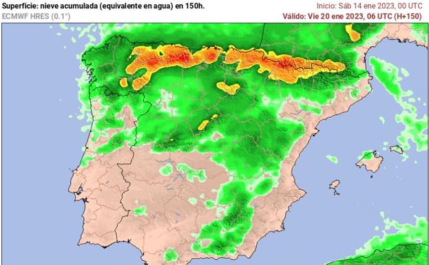 Nieve a 400 metros y mucho frío en Burgos por la entrada de una masa de aire polar el domingo