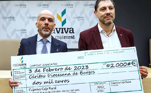 Cajaviva Caja Rural entrega 2.000 euros a Cáritas Diocesana de Burgos de la donación del 'Día Solidario'