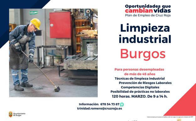 Cruz Roja de Burgos convoca un curso de Limpieza Industrial para desempleados mayores de 45 años